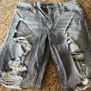 Risen Distressed Gray Denim Jeans